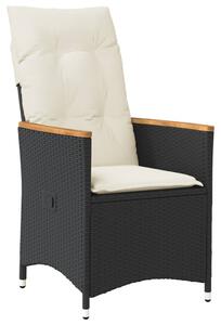 3dílný bistro set s poduškami černý polyratan