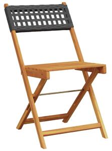 3dílný bistro set černý polyratan a masivní dřevo
