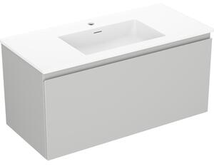 Mexen Orio, koupelnová skříňka 100 cm s umyvadlem Otis, 1 zásuvka, šedá matná/bílá matná, 91A10-10047-1-BF62-W18M01