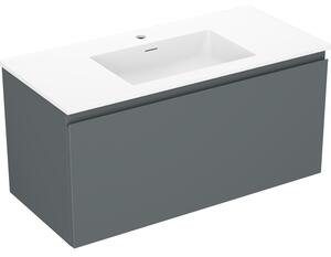 Mexen Orio, koupelnová skříňka 100 cm s umyvadlem Otis, 1 zásuvka, grafitová matná/bílá matná, 91A10-10047-1-BF66-W18M01