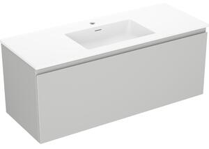 Mexen Orio, koupelnová skříňka 120 cm s umyvadlem Otis, 1 zásuvka, šedá matná/bílá matná, 91A10-12047-1-BF62-W18M01