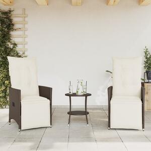 3dílný bistro set s poduškami hnědý polyratan
