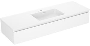Mexen Orio, koupelnová skříňka 140 cm s umyvadlem Otis, 1 zásuvka, bílá matná, 91A10-14023-1-BF01-W18M01