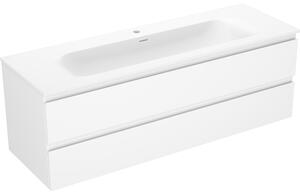 Mexen Orio, koupelnová skříňka 140 cm s umyvadlem Vela, 2 zásuvky, bílá matná, 91A10-14047-2-BFF01-W23M01
