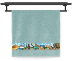 Ručník Veba NORA tisk Cesta za dobrodružstvím mořská zelená Velikost: 50x100 cm