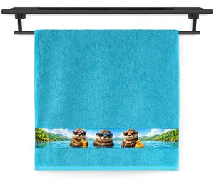 Ručník Veba NORA tisk Vydří pohoda tyrkysová Velikost: 50x100 cm