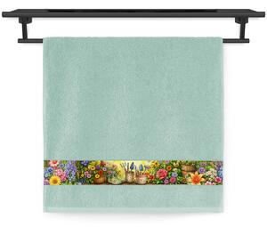 Ručník Veba NORA tisk Rozkvetlá zahrada pistáciová Velikost: 50x100 cm