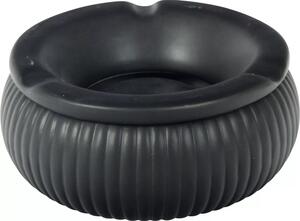 Popelník porcelánový, 3 zářezy, s drážkami, průměr: 150 mm, černý