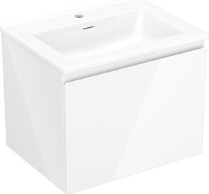 Mexen Orio, koupelnová skříňka 60 cm s umyvadlem Otis, 1 zásuvka, bílá lesklá, 91A10-06047-1-BF00-W18M00