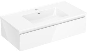 Mexen Orio, koupelnová skříňka 90 cm s umyvadlem Otis, 1 zásuvka, bílá lesklá, 91A10-09023-1-BF00-W18M00