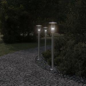 Venkovní stojací lampy 3 ks stříbrné 100 cm nerezová ocel