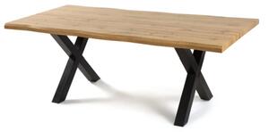 Jídelní stůl světlé dřevo, kovové nohy, 180 x 90 cm