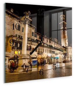 Skleněné hodiny na stěnu Noc ve městě zskc-30x30-00174947