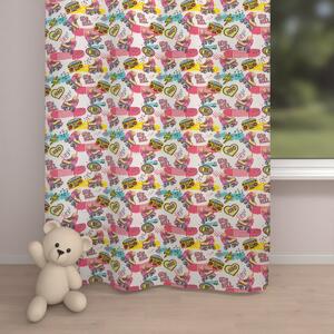 Biante Dětský bavlněný závěs Sandra SA-604 Růžový retro styl 150x140 cm