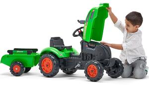 Šlapací traktor s přívěsem a otevírací kapotou Green Pedal X Falk od 2 let