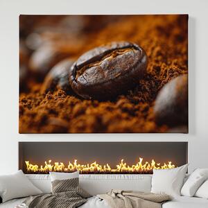 Obraz na plátně - Káva, velké zrnko FeelHappy.cz Velikost obrazu: 40 x 30 cm