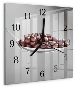 Skleněné hodiny na stěnu Lžička kávy zskc-30x30-00175037