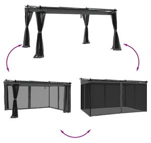 Altán se síťovanými stěnami antracitový 4 x 3 m ocel