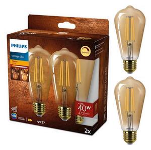 SADA 2x LED Stmívatelná žárovka VINTAGE Philips ST64 E27/4,2W/230V 2200K