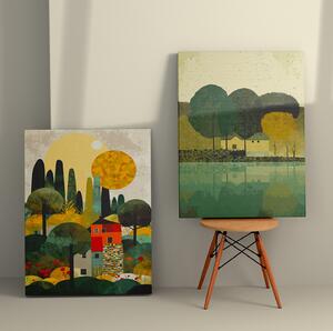 ASIR Set obrazů na plátně 2 ks ( 50 x 70 cm) Domky mezi stromy