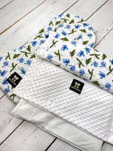 Set podložky a deky do kočárku Mimoušek modré květy