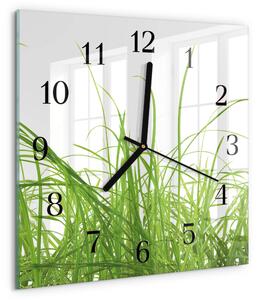 Skleněné hodiny na stěnu Tráva zskc-30x30-00175285