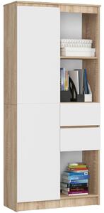 Ak furniture Kancelářská knihovna Rexa dub sonoma/bílá