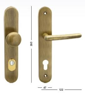 Ochranné kování COBRA SVEVA+ (OFS) - PZL klika-klika levá otvor na cylindrickou vložku/OFS (bronz česaný) / Rozteč 72 mm