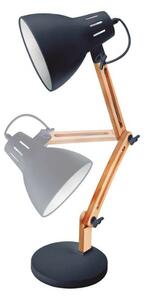Kloubová stolní lampa Hamu, na 1 žárovku E27 max 11W, dřevo a černý kov