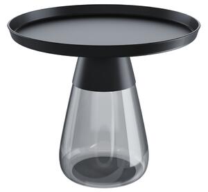 Odkládací stolek DROP Ø60 x 52 cm šedé sklo/černá