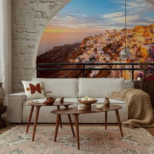 Fototapeta Santorini a Řecko - středomořský motiv z okna