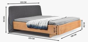 Dubová postel s čaluněným čelem 180 x 200