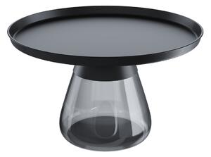 Odkládací stolek DROP Ø60 x 43 cm šedé sklo/černá