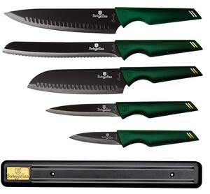 BERLINGERHAUS Sada nožů s nepřilnavým povrchem 6 ks Emerald Collection s magnetickým držákem BH-2696