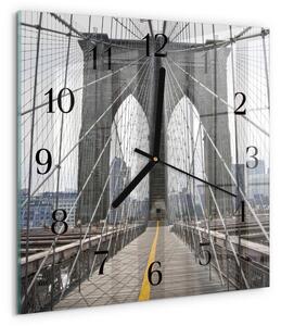 Skleněné hodiny na stěnu Brooklynský most zskc-30x30-00175459