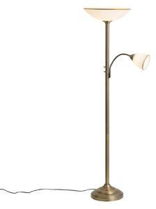 Klasická stojací lampa bronzová s opálovým sklem 2-světla - Katarina