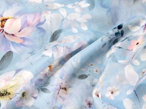Sametová látka Tamara TMR-044 Jarní květy na nebesky modrém - šířka 140 cm