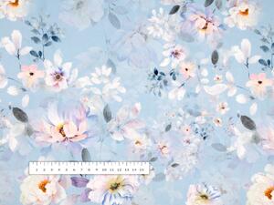 Biante Sametový oválný ubrus Tamara TMR-044 Jarní květy na nebesky modrém 50x100 cm