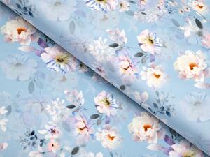 Biante Sametový povlak na polštář s lemem Tamara TMR-044 Jarní květy na nebesky modrém 30 x 50 cm
