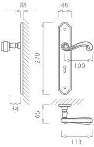 Dveřní kování MP Carla 704 (OBA) - BB klika-klika otvor pro obyčejný klíč/OBA (antik bronz) / Rozteč 72 mm