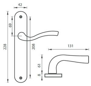 Dveřní kování MP Arch (F4) - BB klika-klika otvor pro obyčejný klíč/F4/MP4 (hliník bronz) / Rozteč 72 mm