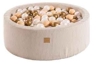 Krémový manšestrový bazének s míčky ø 90x30 cm Montessori – Meowbaby
