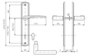 Dveřní kování ROSTEX KREDO (TITAN ZLATÝ) - BB klika-klika otvor pro obyčejný klíč/Ti / Rozteč 72 mm