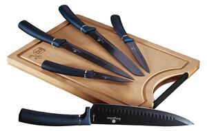BERLINGERHAUS Sada nožů s nepřilnavým povrchem + prkénko 6 ks Aquamarine Metallic Line