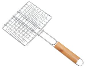 Nerezová grilovací mřížka s dřevěnou rukojetí BestBerg BBBQ-1NT / 40 x 20 cm