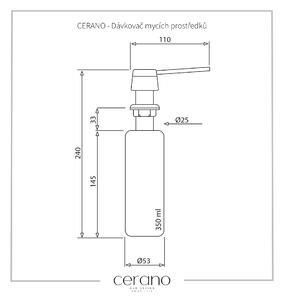 Cerano, dávkovač mycích prostředků 350ml, černá metalická, CER-LIVD-601