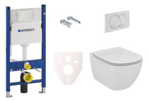 Závěsný set WC rimless TESI Ideal Standard + modul Geberit Duofix s tlačítkem Delta 20 bílé SIKOGES5E0