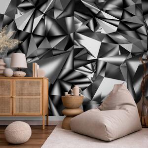 Fototapeta Abstrakce - stříbrné pozadí s geometrickými prvky a efektem 3D