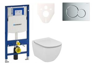Cenově zvýhodněný závěsný WC set Geberit do lehkých stěn / předstěnová montáž + WC Ideal Standard Tesi 111.300.00.5NE2