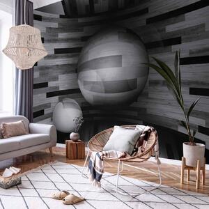 Fototapeta Futuristický motiv - šedá abstrakce s texturou hladkého dřeva